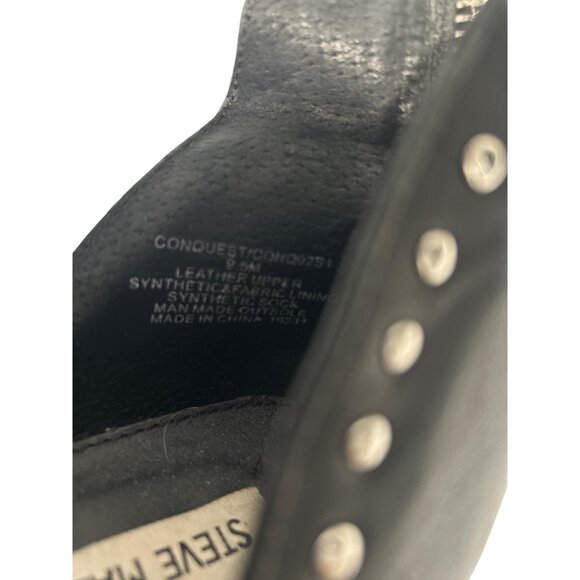 Steve Madden Black Leather Studded Ankle Boots With Zippers Womens Size 9.5M - Picture 6 of 7